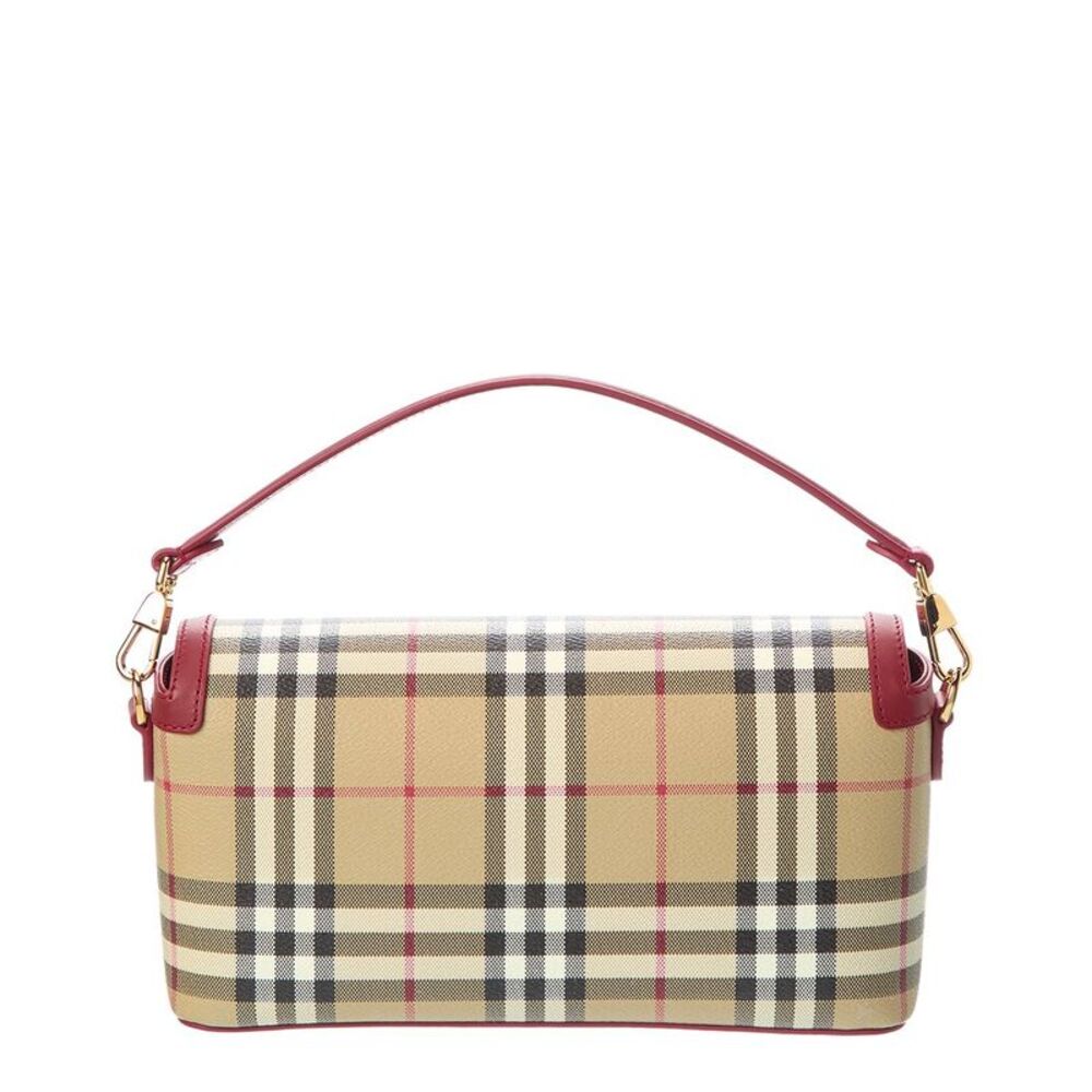 Burberry Note Small Check E-Canvas & Leather Shoulder Bag, Brown - Picture 2 of 4